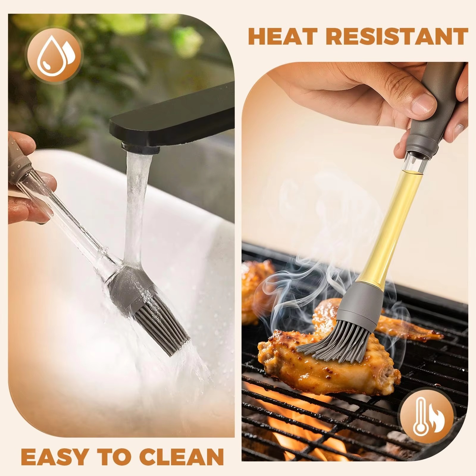 Heat Resistant Silicone Oil & Pastry Brush for BBQ & Baking (HMW) - Image 2