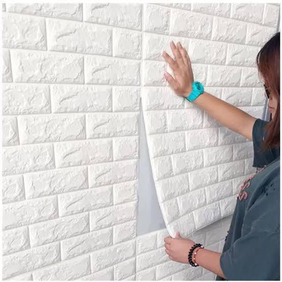 3D White Brick Wall Sticker – Self Adhesive Foam Wallpaper (Af) - Image 3