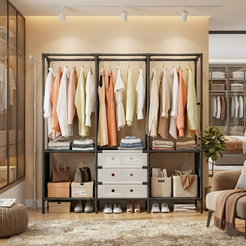 3-Tier Metal Multifunctional Clothes Rack(qd) - Image 3