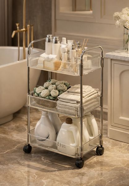 Acrylic Storage Trolley for Kitchen & Bathroom(hc) - Image 2