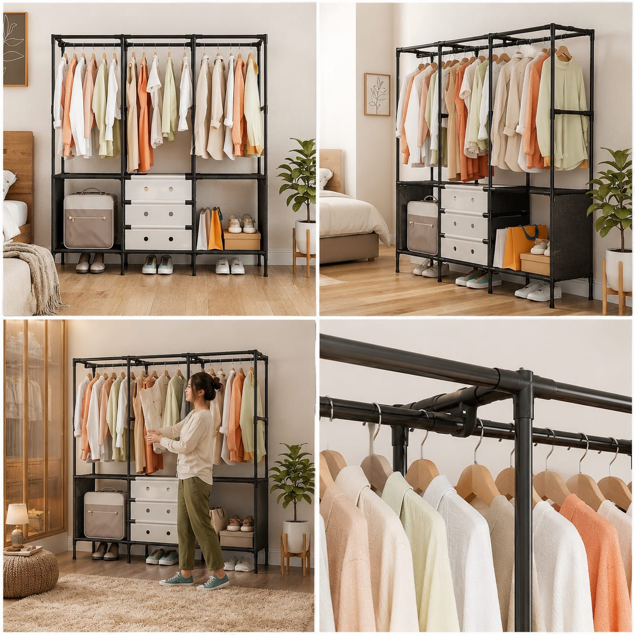 3-Tier Metal Multifunctional Clothes Rack(qd) - Image 4
