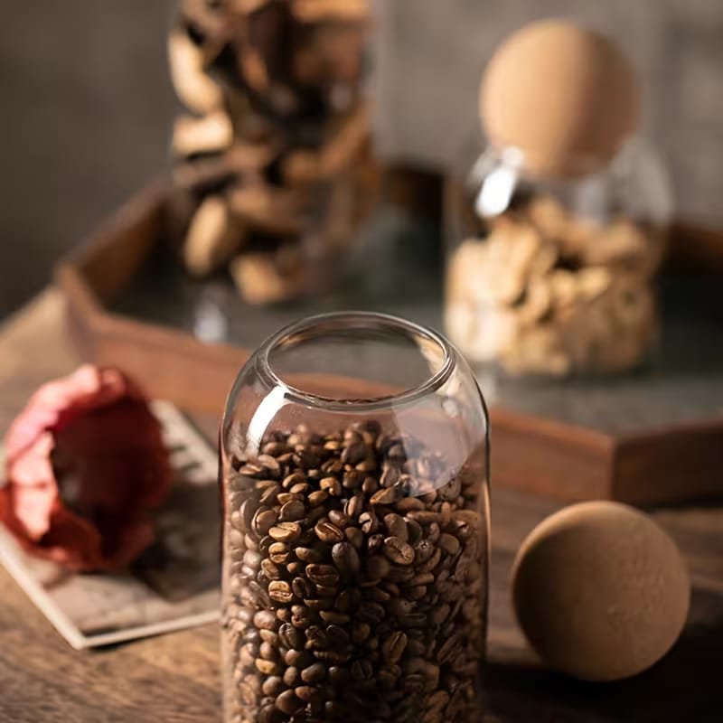3-Piece Airtight Glass Storage Jar Set with Cork Lids - Image 2