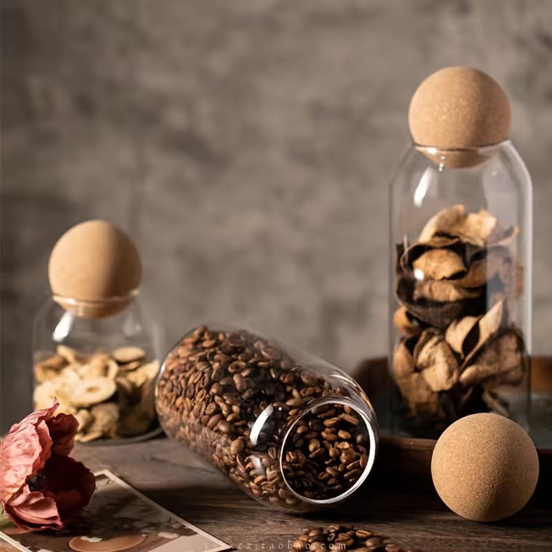 3-Piece Airtight Glass Storage Jar Set with Cork Lids - Image 5