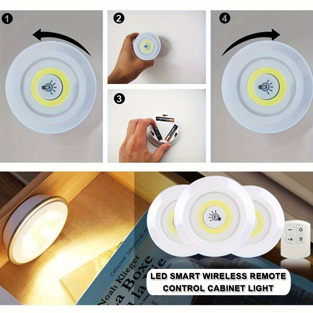 3-Piece Wireless LED Cabinet Lights with Remote Control - Image 4